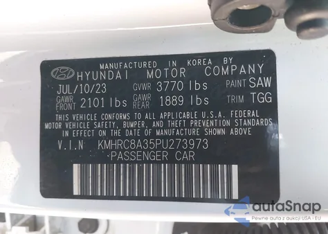 2023 Hyundai Venue Sel из США, поврежденный, VIN KMHRC8A35PU273973
